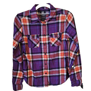 American Eagle Plaid Flannel Shirt Button Front Soft Cotton – XS